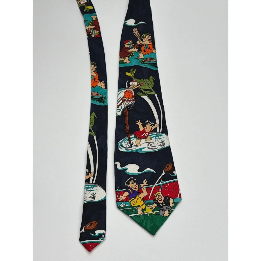 Vintage‎ 1993 Hanna-Barbera The Flintstones Sports Navy Blue Polyester Necktie